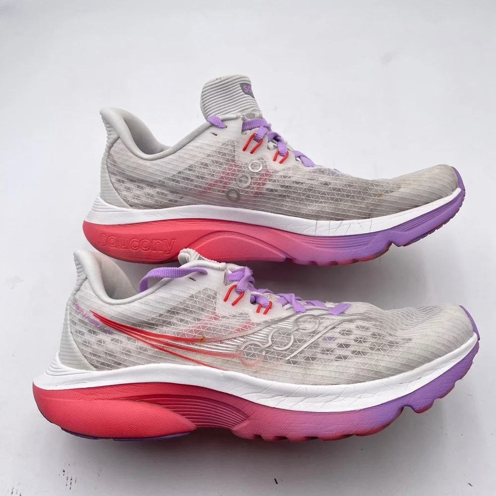 Saucony Kinvara 14 Running Shoes Women 8.5 White Pink Purple S11020-241 Athletic